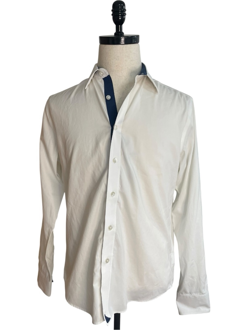 UNTUCKit Las Cases Wrinkle Free Slim Fit Button Down Shirt White Blue